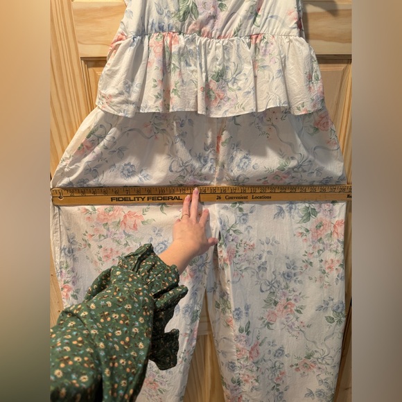 Selkie Mrs. Darcy Weekender Jumpsuit Free People Pink Rose M Cotton Bow NWT - Picture 15 of 16